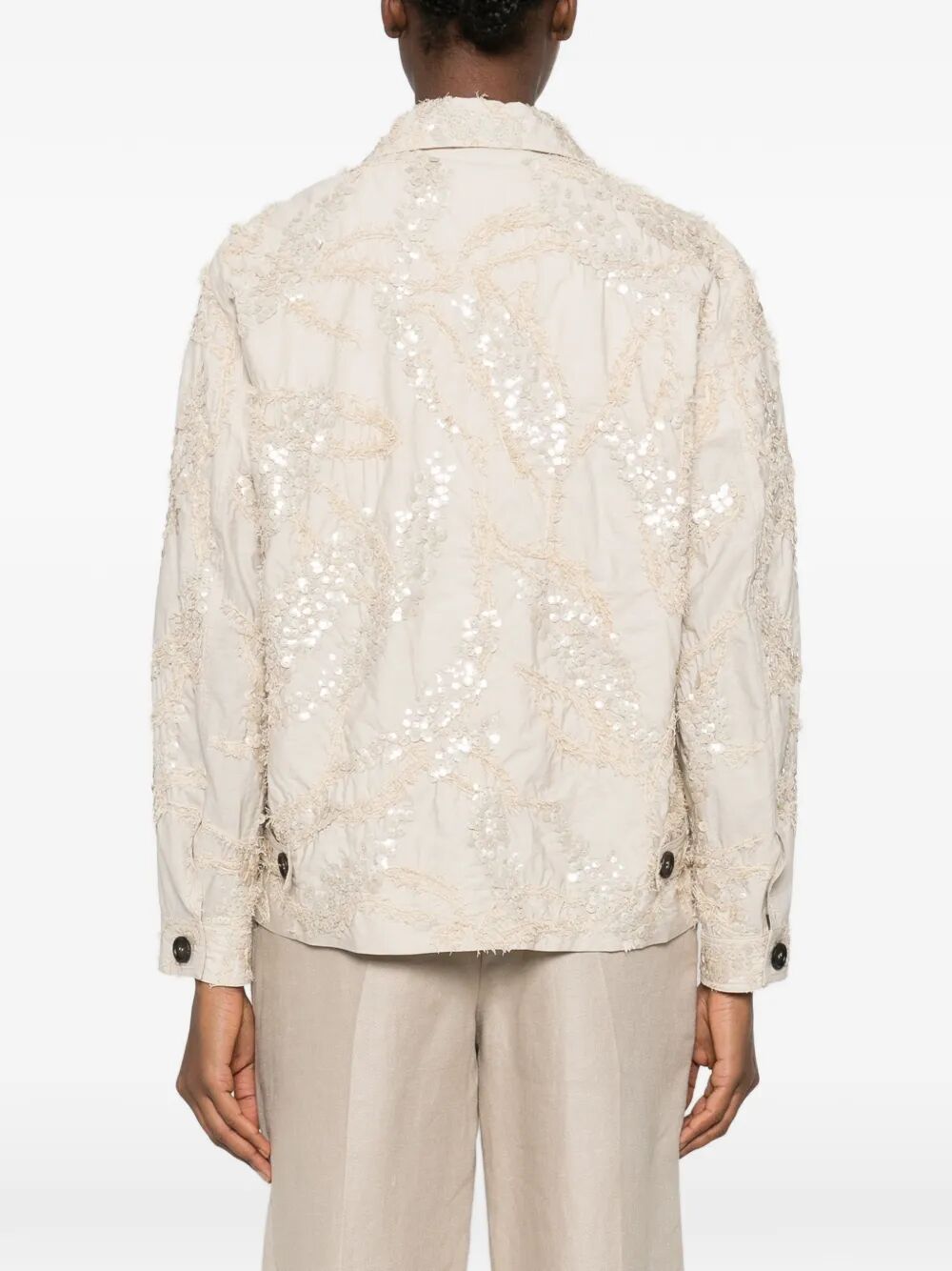Brunello Cucinelli Women Dazzling Seabed Embroidery Outerwear Jacket In Techno Cotton Poplin BRUNELLO CUCINELLI