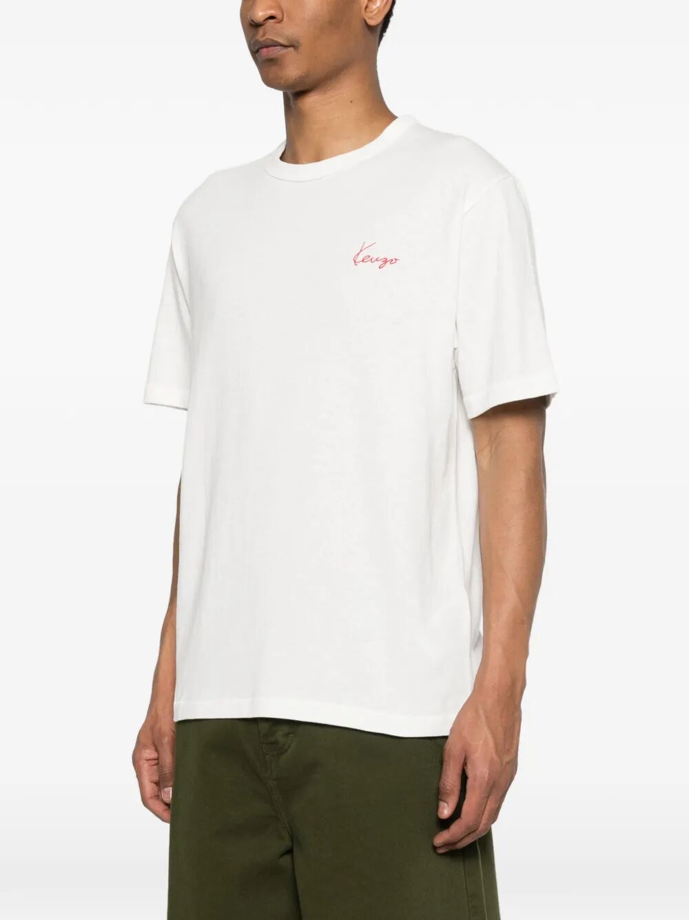 Kenzo Men `Kenzo Archive Rose` Embroidered Outlined Cotton T-Shirt KENZO