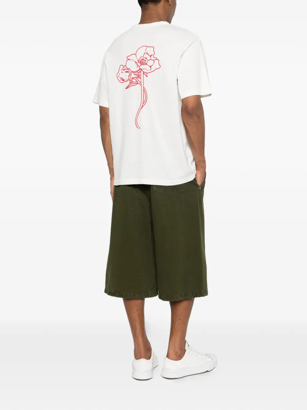 Kenzo Men `Kenzo Archive Rose` Embroidered Outlined Cotton T-Shirt KENZO