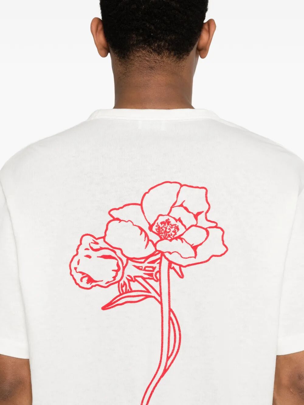 Kenzo Men `Kenzo Archive Rose` Embroidered Outlined Cotton T-Shirt KENZO