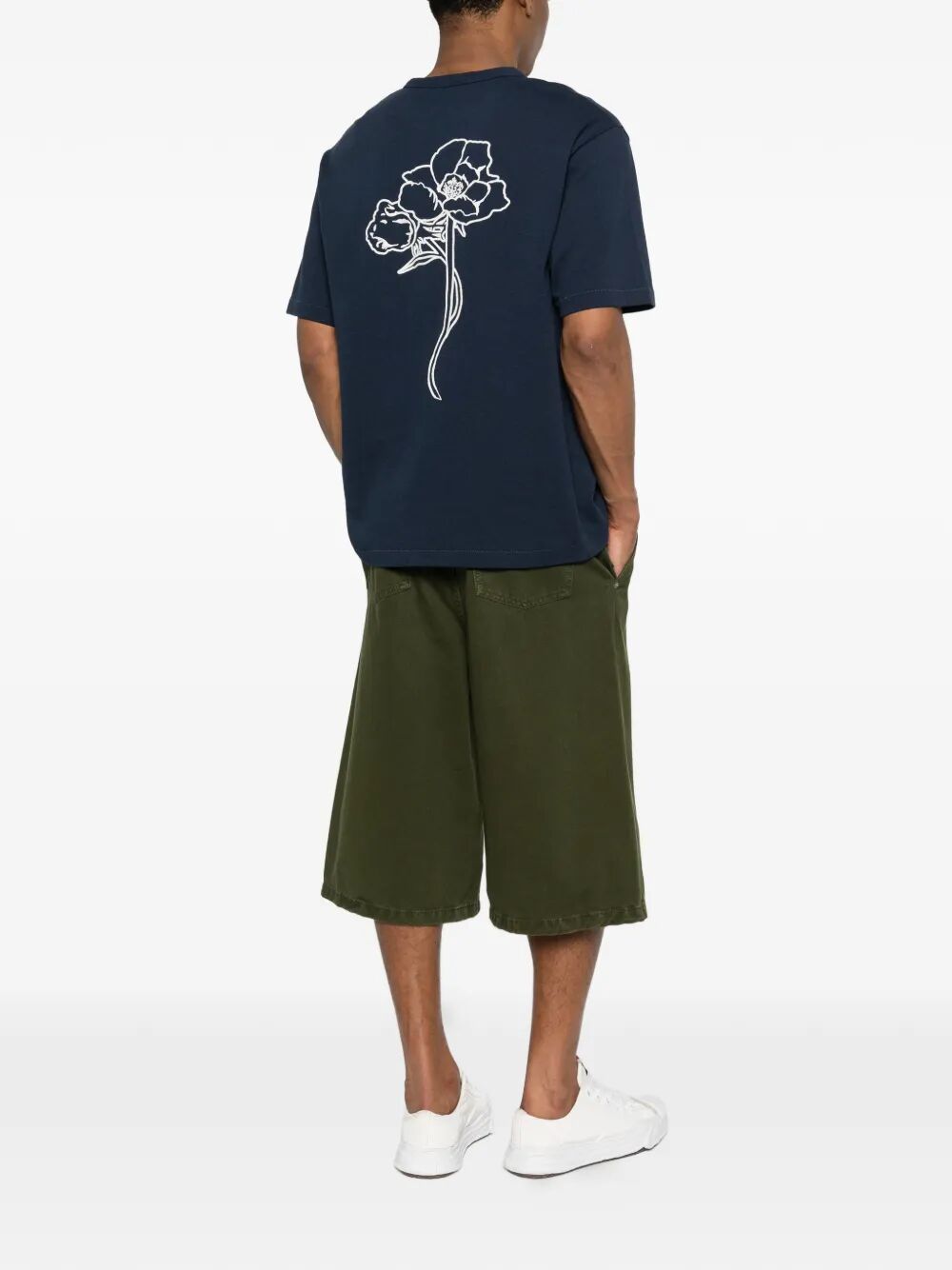 Kenzo Men `Kenzo Archive Rose` Embroidered Outlined Cotton T-Shirt KENZO
