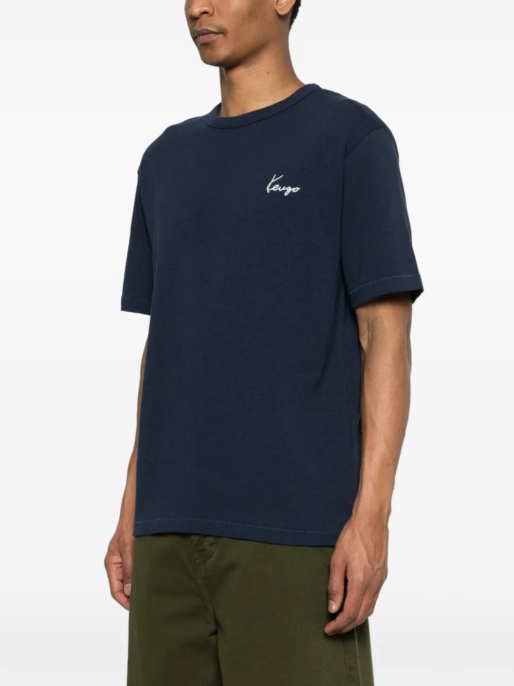 Kenzo Men `Kenzo Archive Rose` Embroidered Outlined Cotton T-Shirt KENZO