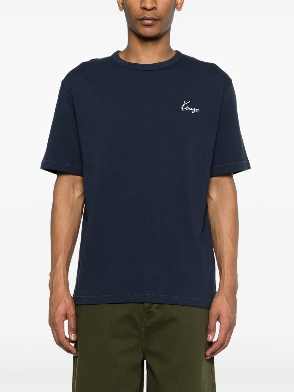 Kenzo Men `Kenzo Archive Rose` Embroidered Outlined Cotton T-Shirt KENZO