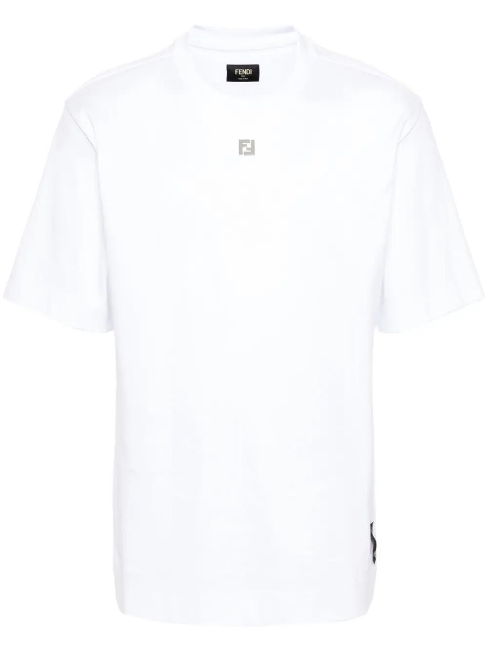 Fendi Men Cotton T-Shirt With Metal Ff Appliqué FENDI