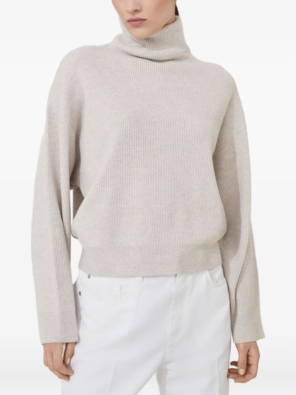 Brunello Cucinelli Women Cashmere Blend English Ribbed Turtleneck Sweater BRUNELLO CUCINELLI