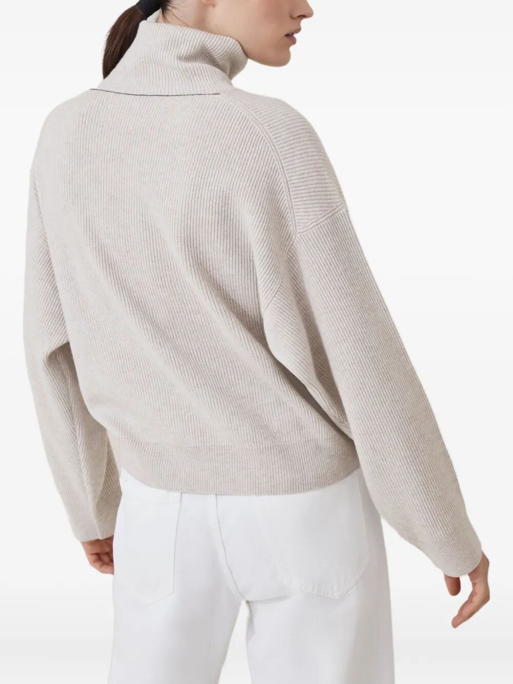 Brunello Cucinelli Women Cashmere Blend English Ribbed Turtleneck Sweater BRUNELLO CUCINELLI