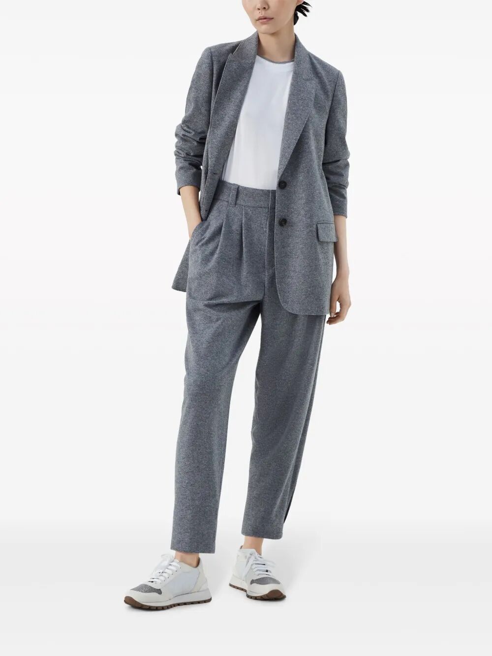 Brunello Cucinelli Women Stretch Cotton Jersey T-Shirt With Precious Faux Layering BRUNELLO CUCINELLI