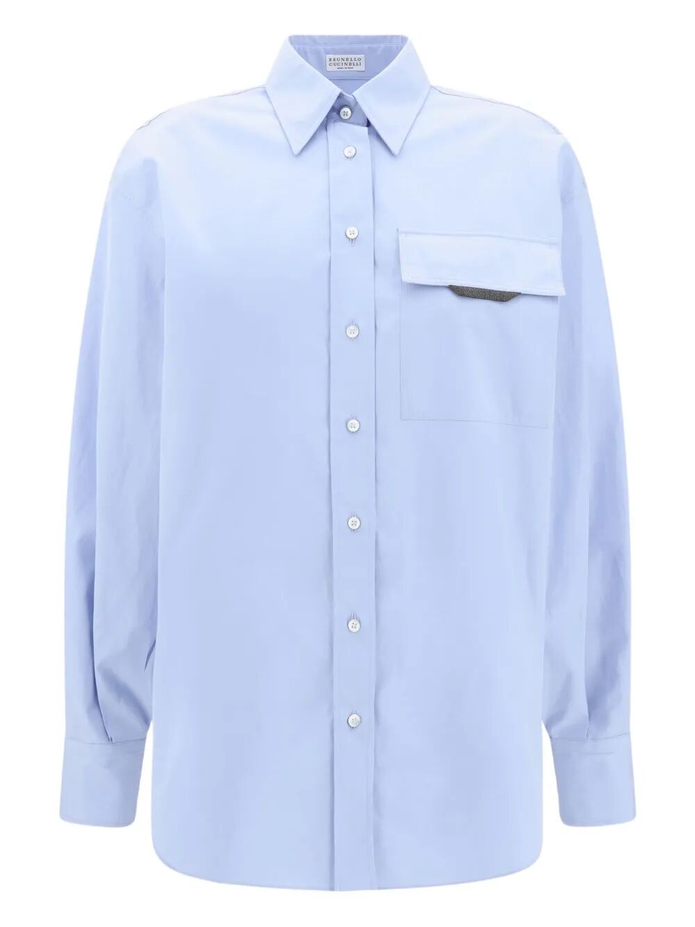 Brunello Cucinelli Women Shiny Detail Cotton Shirt With Pocket BRUNELLO CUCINELLI