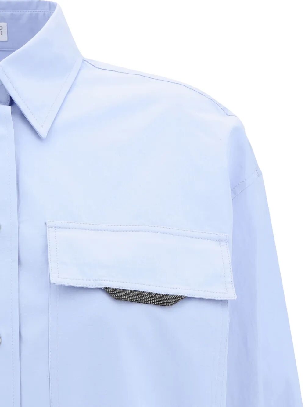 Brunello Cucinelli Women Shiny Detail Cotton Shirt With Pocket BRUNELLO CUCINELLI