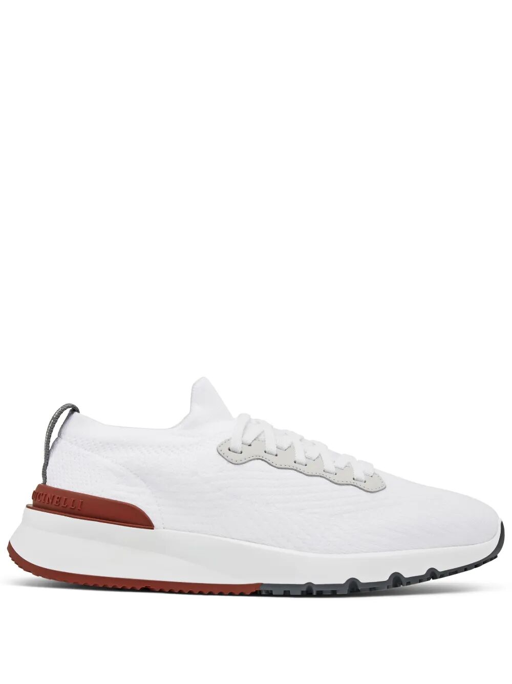 Brunello Cucinelli Men Cotton Knit And Semi-Polished Calfskin Runner Sneakers BRUNELLO CUCINELLI