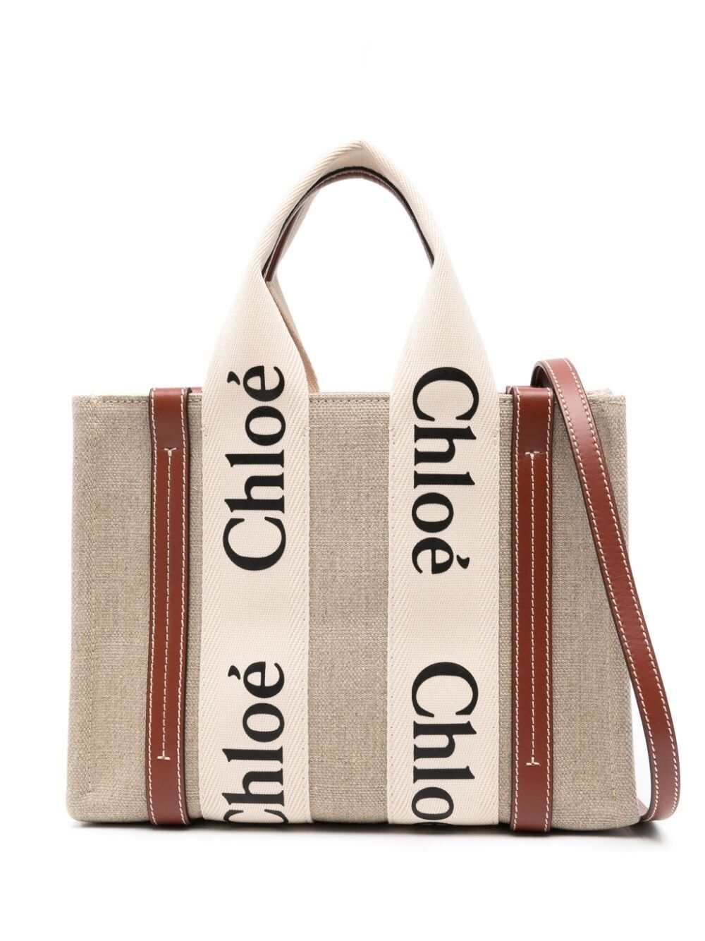 Chloe Women Small Woody Tote Bag In Linen CHLOE