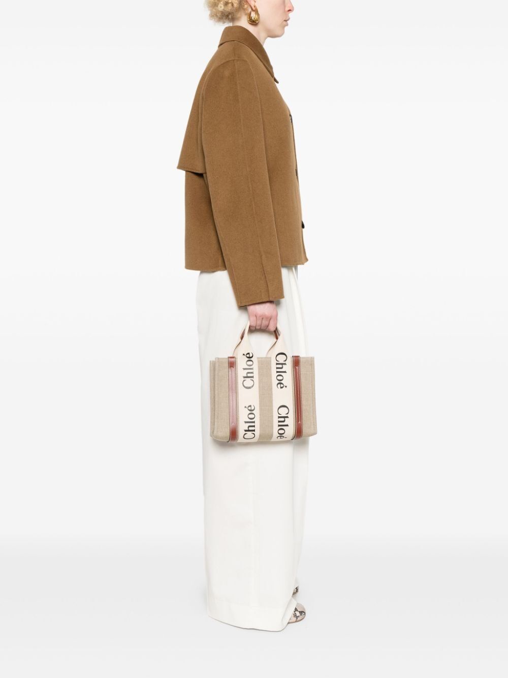 Chloe Women Small Woody Tote Bag In Linen CHLOE