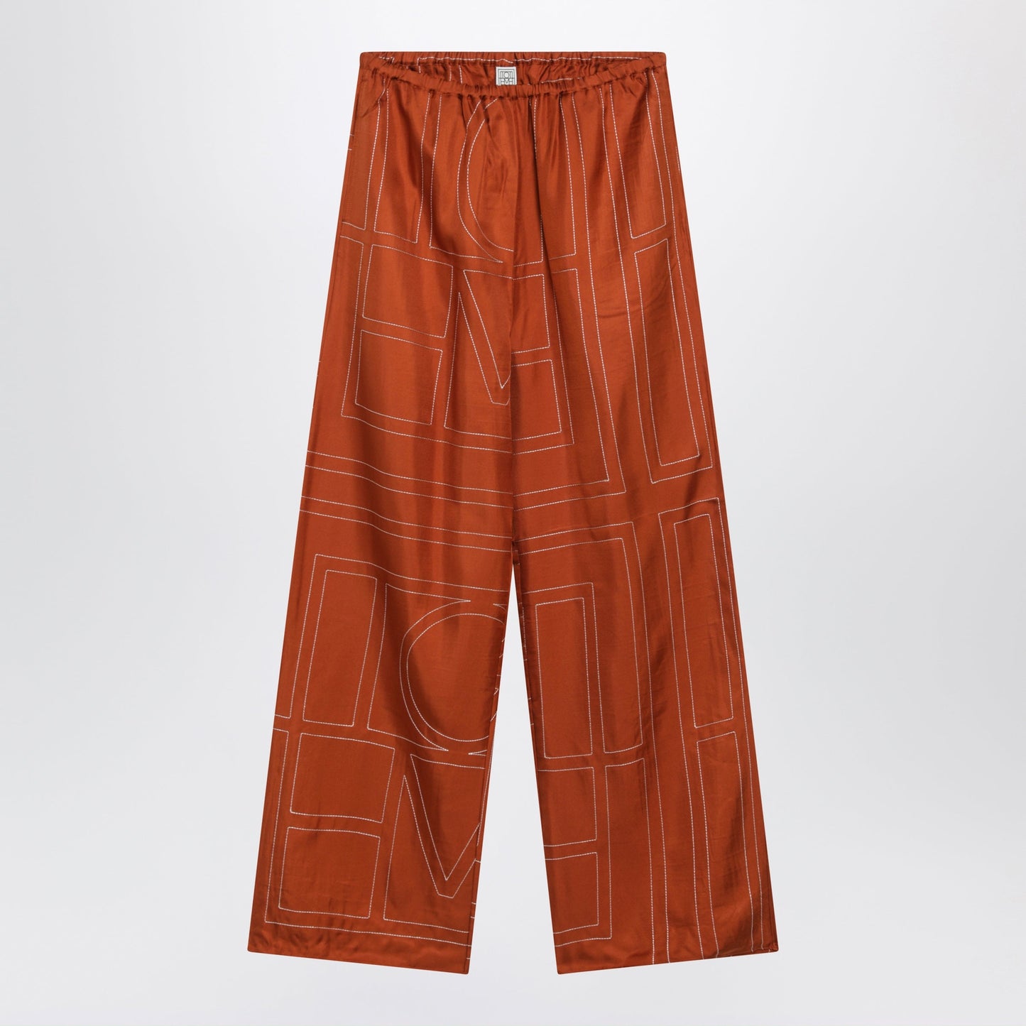 Toteme Monogram Pajama Trousers In Terracotta Silk Women TOTEME