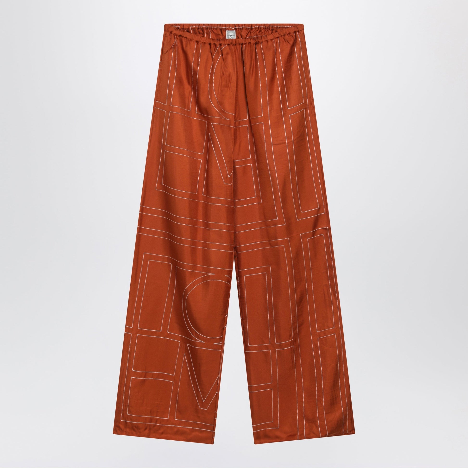 Toteme Monogram Pajama Trousers In Terracotta Silk Women TOTEME