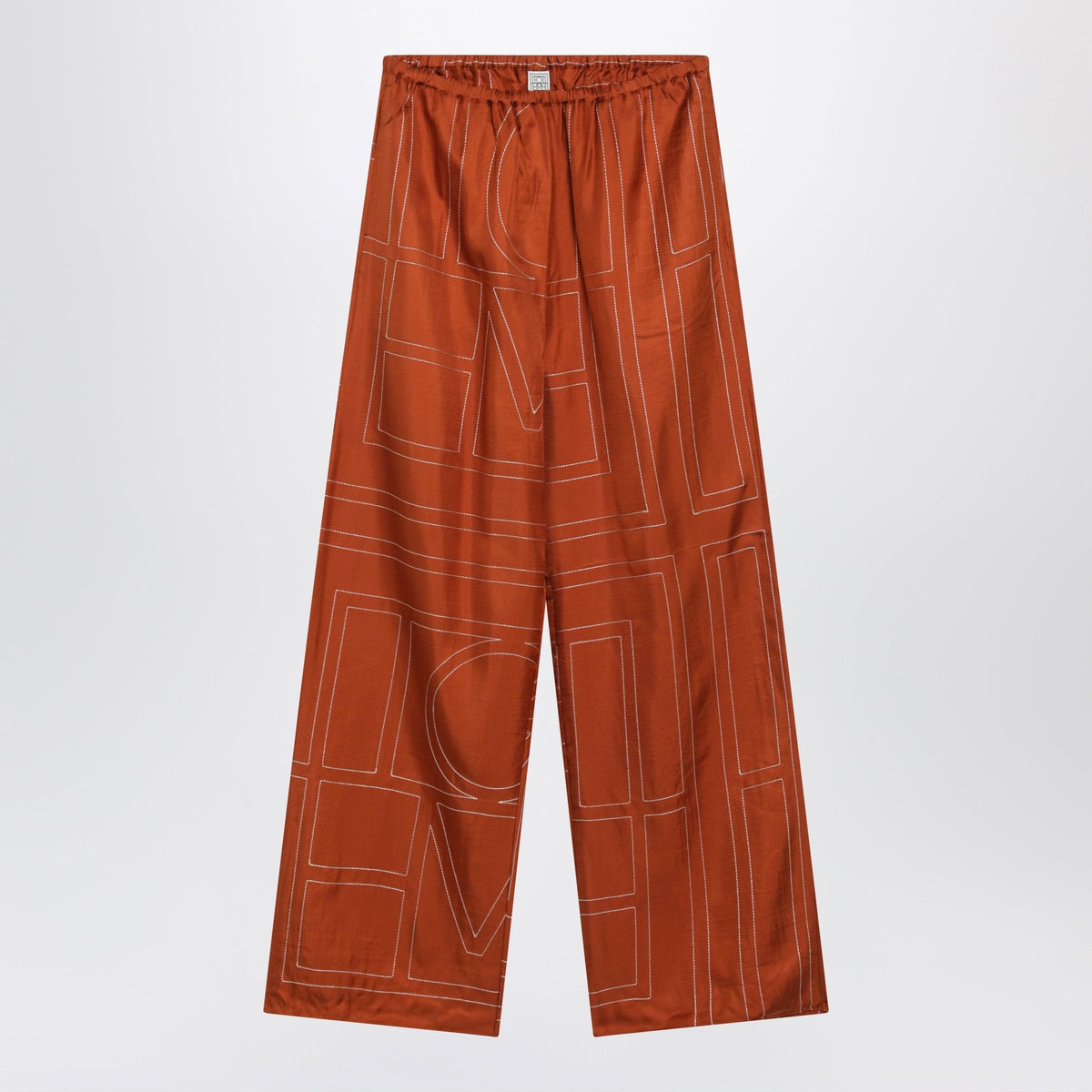 Toteme Monogram Pajama Trousers In Terracotta Silk Women TOTEME