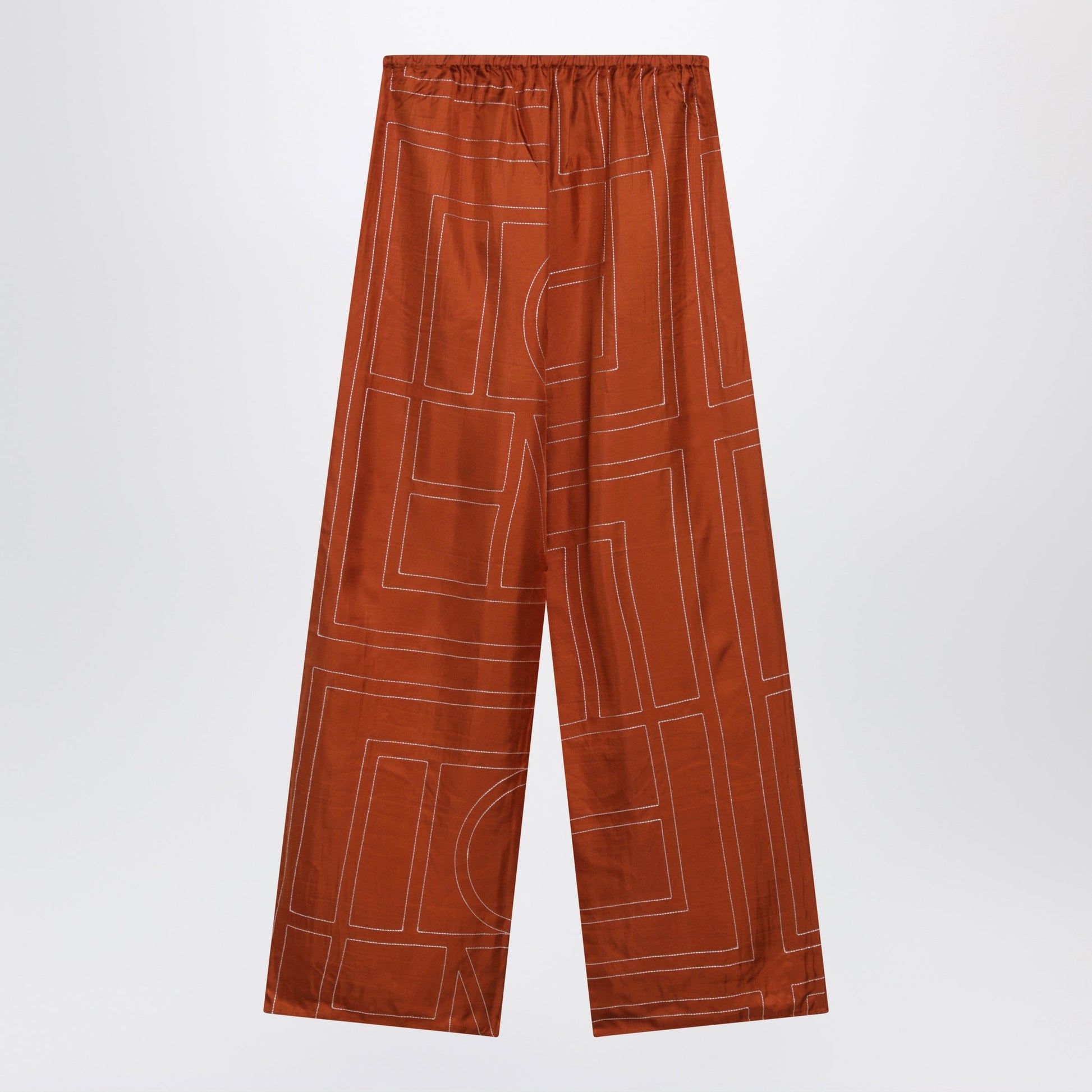 Toteme Monogram Pajama Trousers In Terracotta Silk Women TOTEME