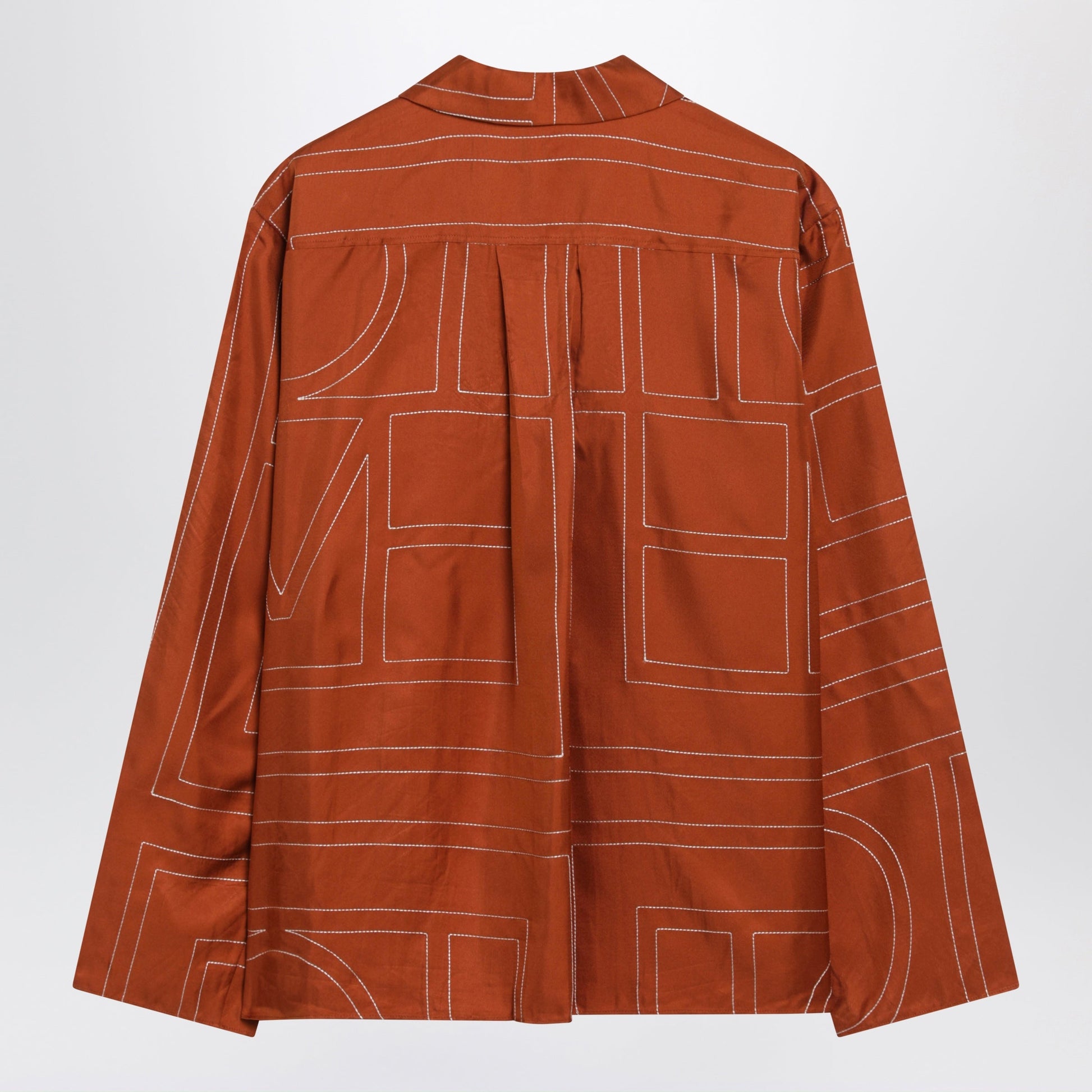 Toteme Monogram Pajama Shirt In Terracotta Silk Women TOTEME
