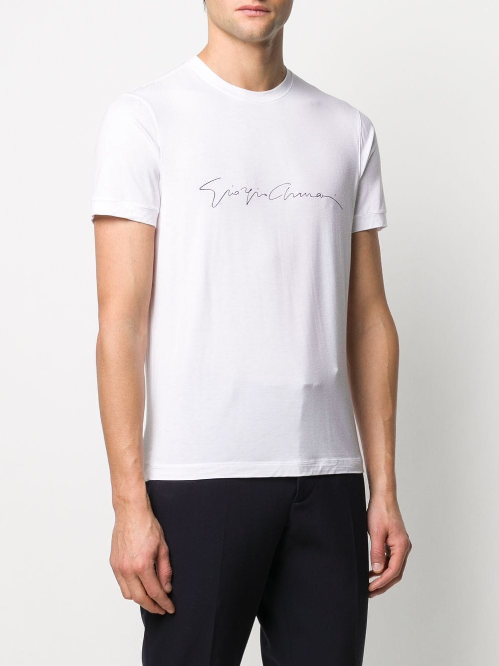 Giorgio Armani Men Asv Stretch-Viscose T-Shirt With Signature Logo GIORGIO ARMANI