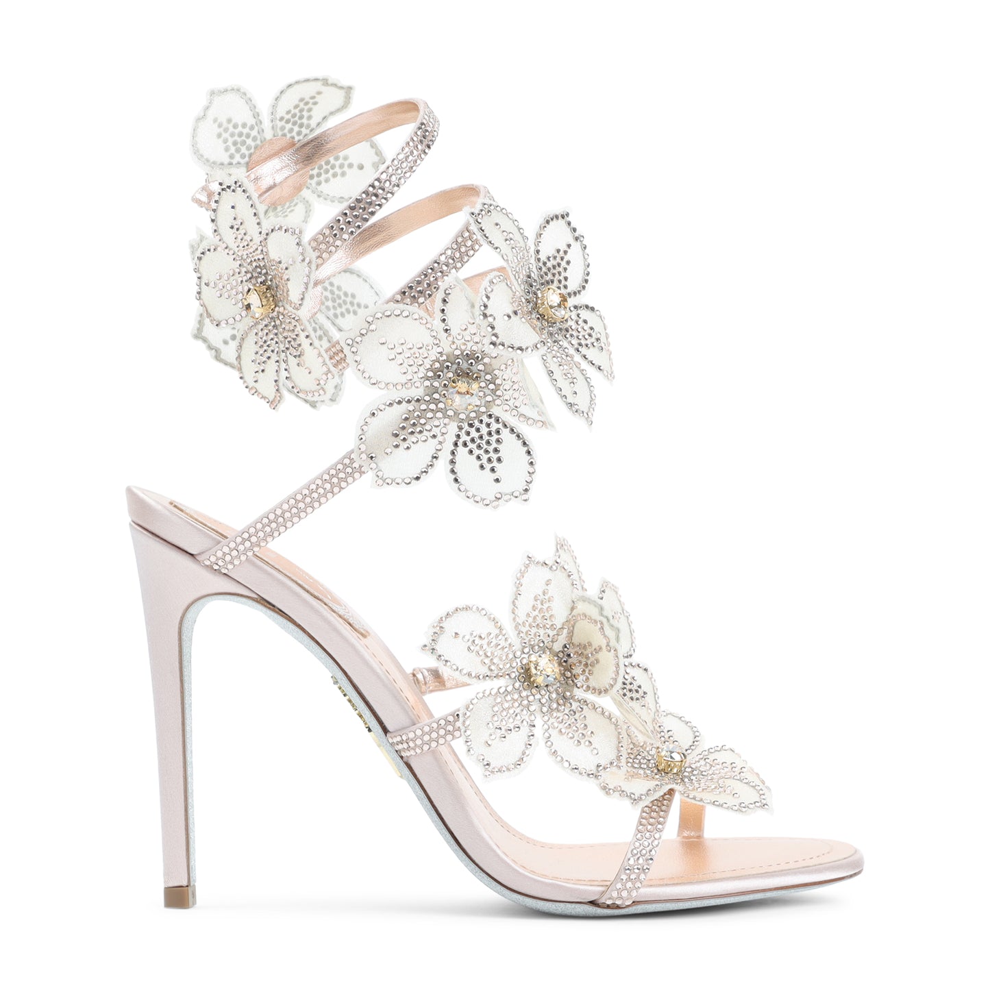 Rene Caovilla Leather Peach Flower Sandals Women RENE CAOVILLA