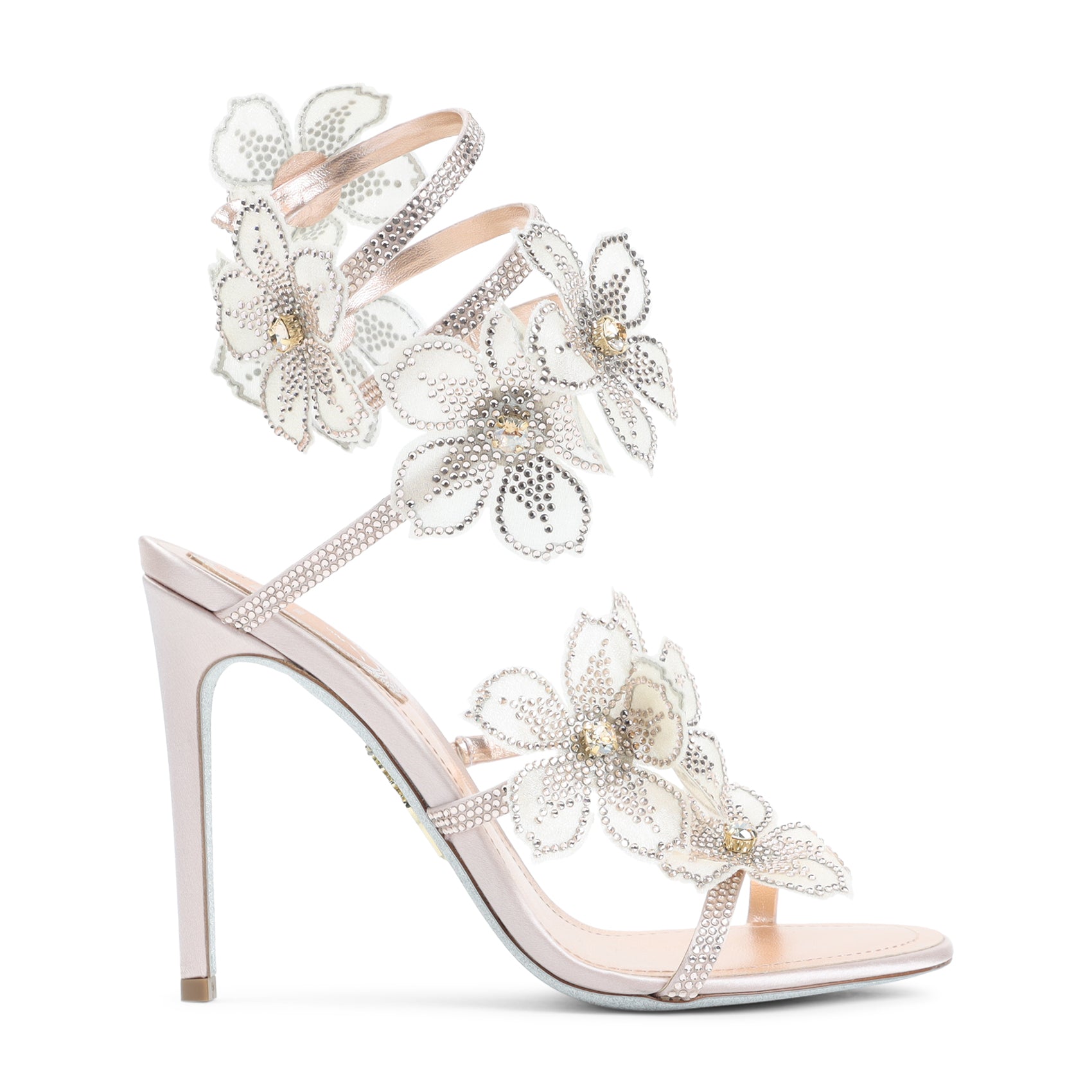Rene Caovilla Leather Peach Flower Sandals Women RENE CAOVILLA