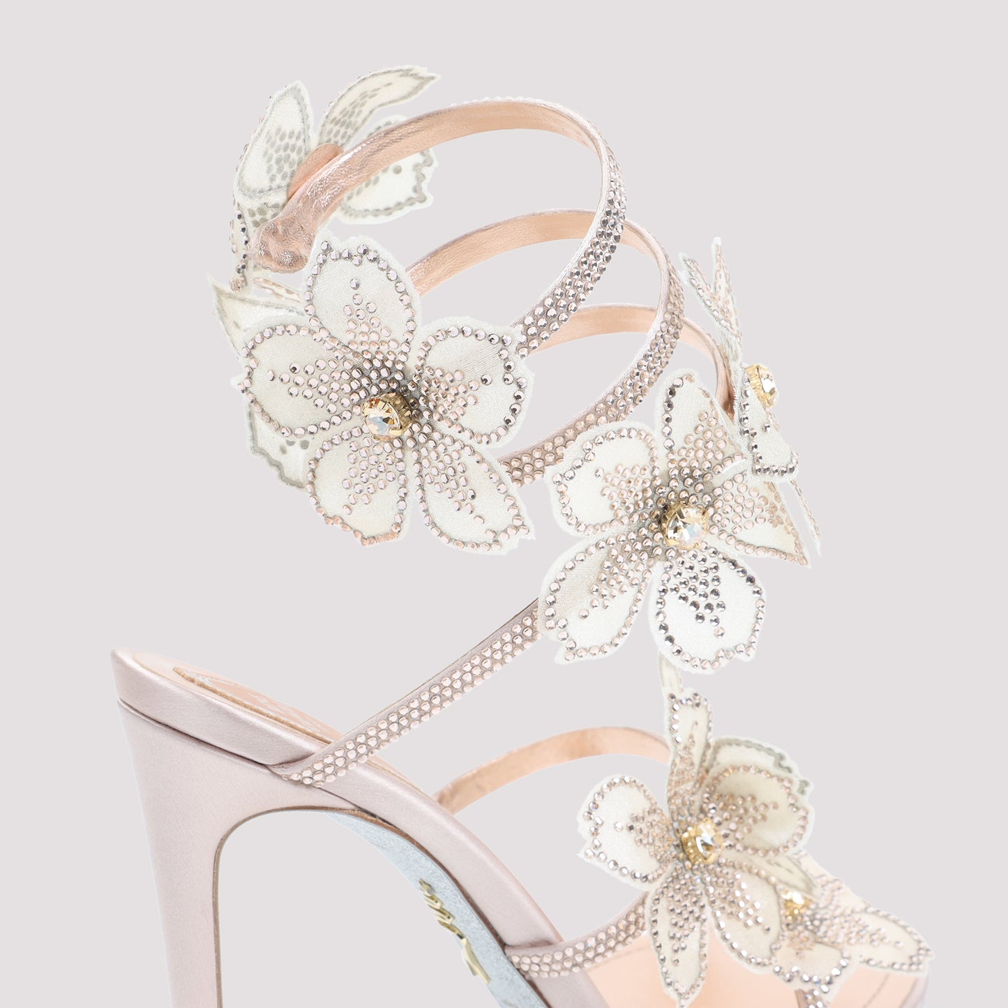 Rene Caovilla Leather Peach Flower Sandals Women RENE CAOVILLA