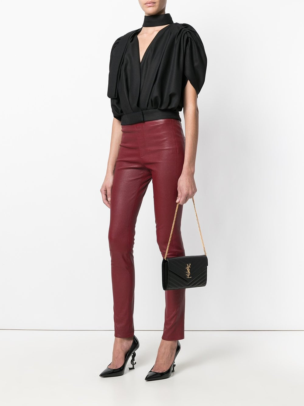 Saint Laurent Women Classic Cassandre Chain Wallet In Grain De Poudre Leather SAINT LAURENT