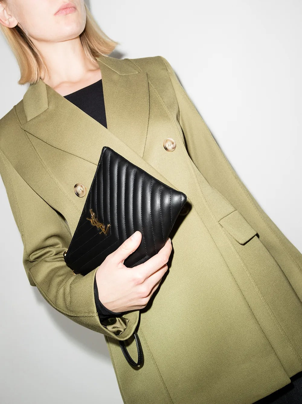 Saint Laurent Women Leather Matelassé Cassandre Pouch SAINT LAURENT