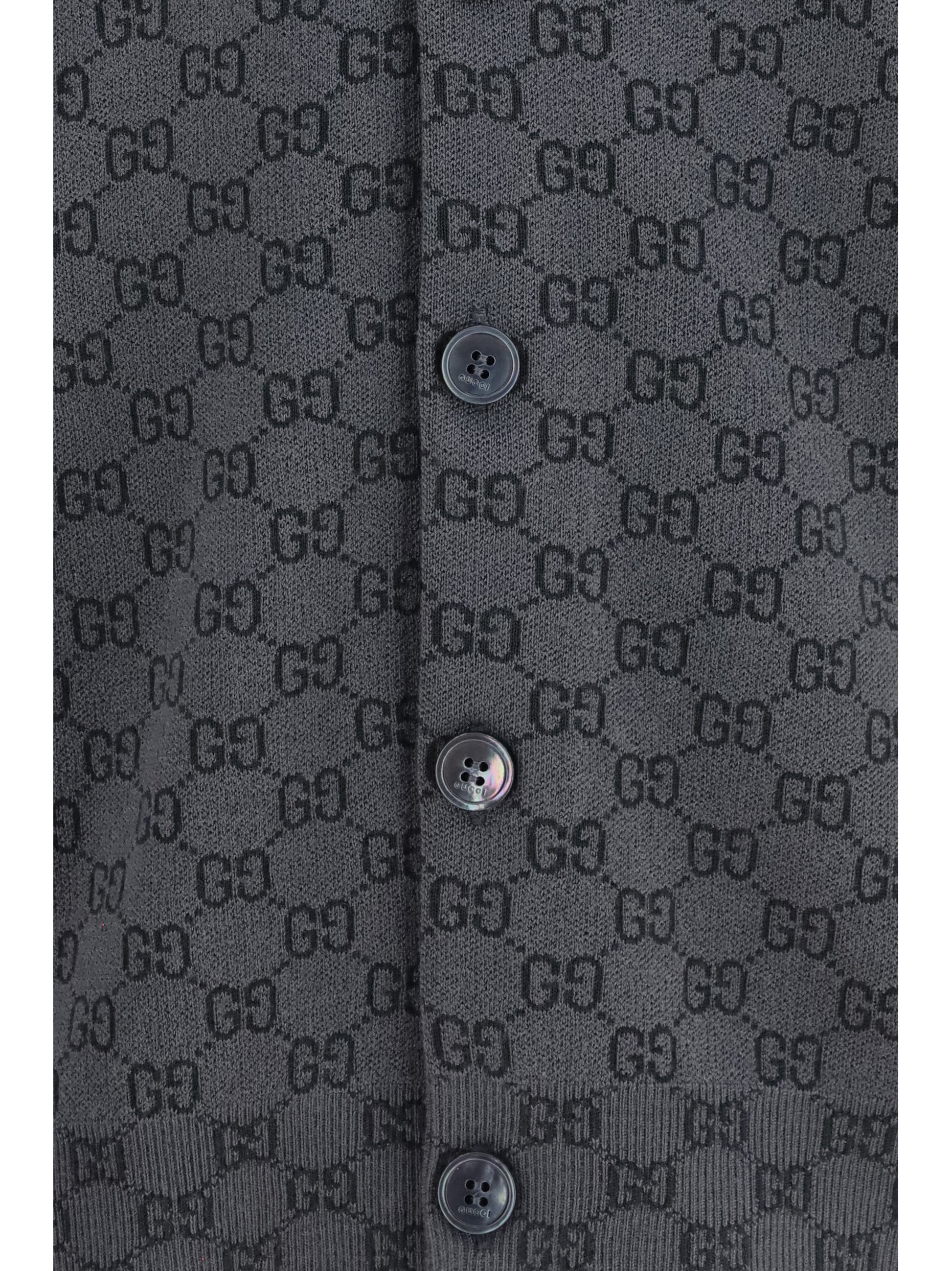Gucci Men Silk And Wool Gg Print Cardigan GUCCI