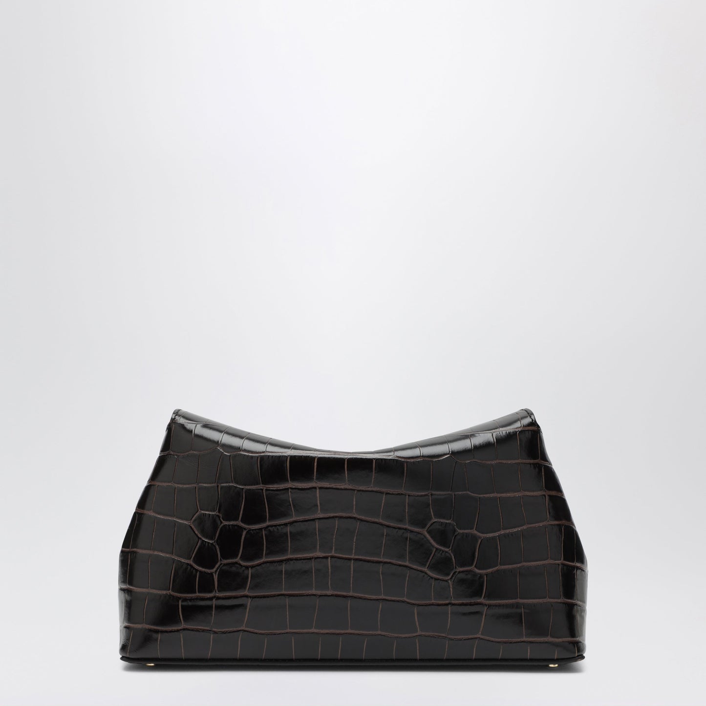 Toteme Brown T-Lock Clutch In Crocodile-Embossed Leather Women TOTEME