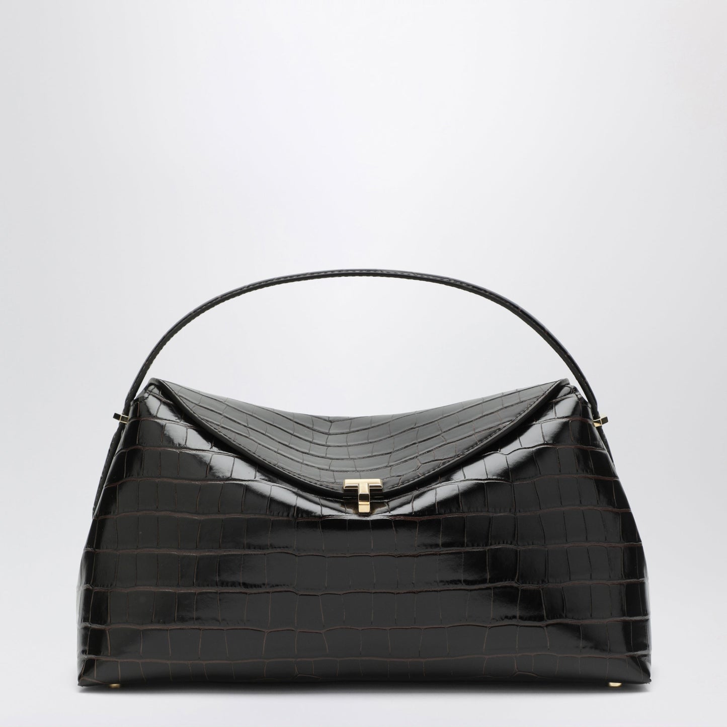 Toteme Everyday Bag In Dark Brown Crocodile-Embossed Leather Women TOTEME