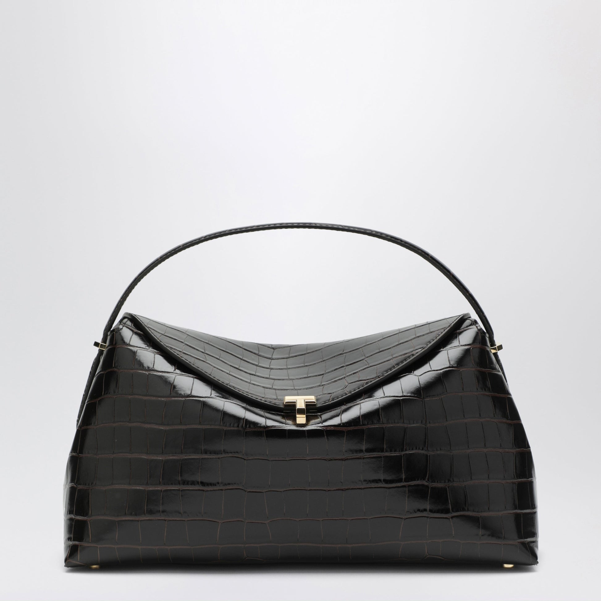 Toteme Everyday Bag In Dark Brown Crocodile-Embossed Leather Women TOTEME