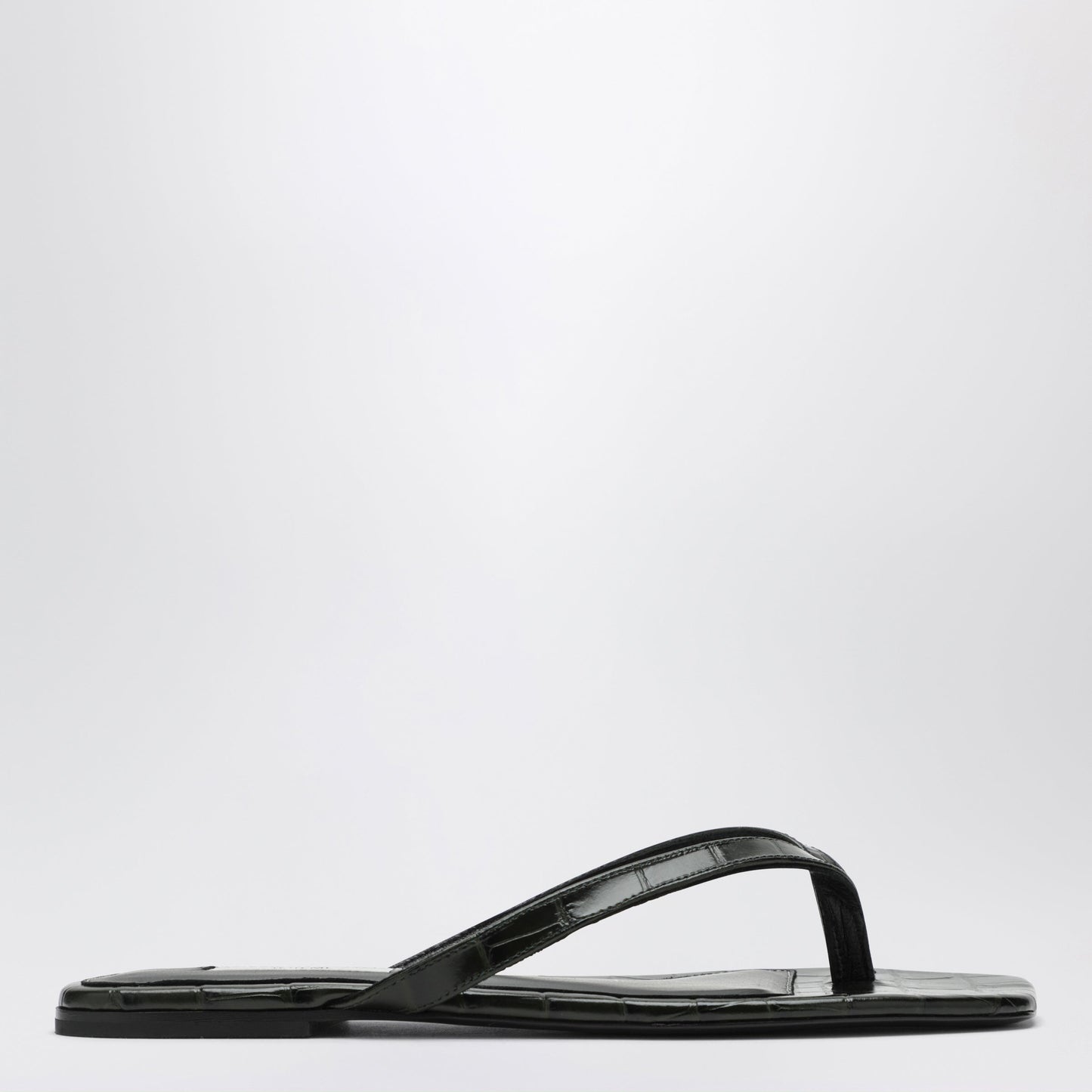 Toteme Crocodile-Effect Leather Flip-Flops In Green Women TOTEME