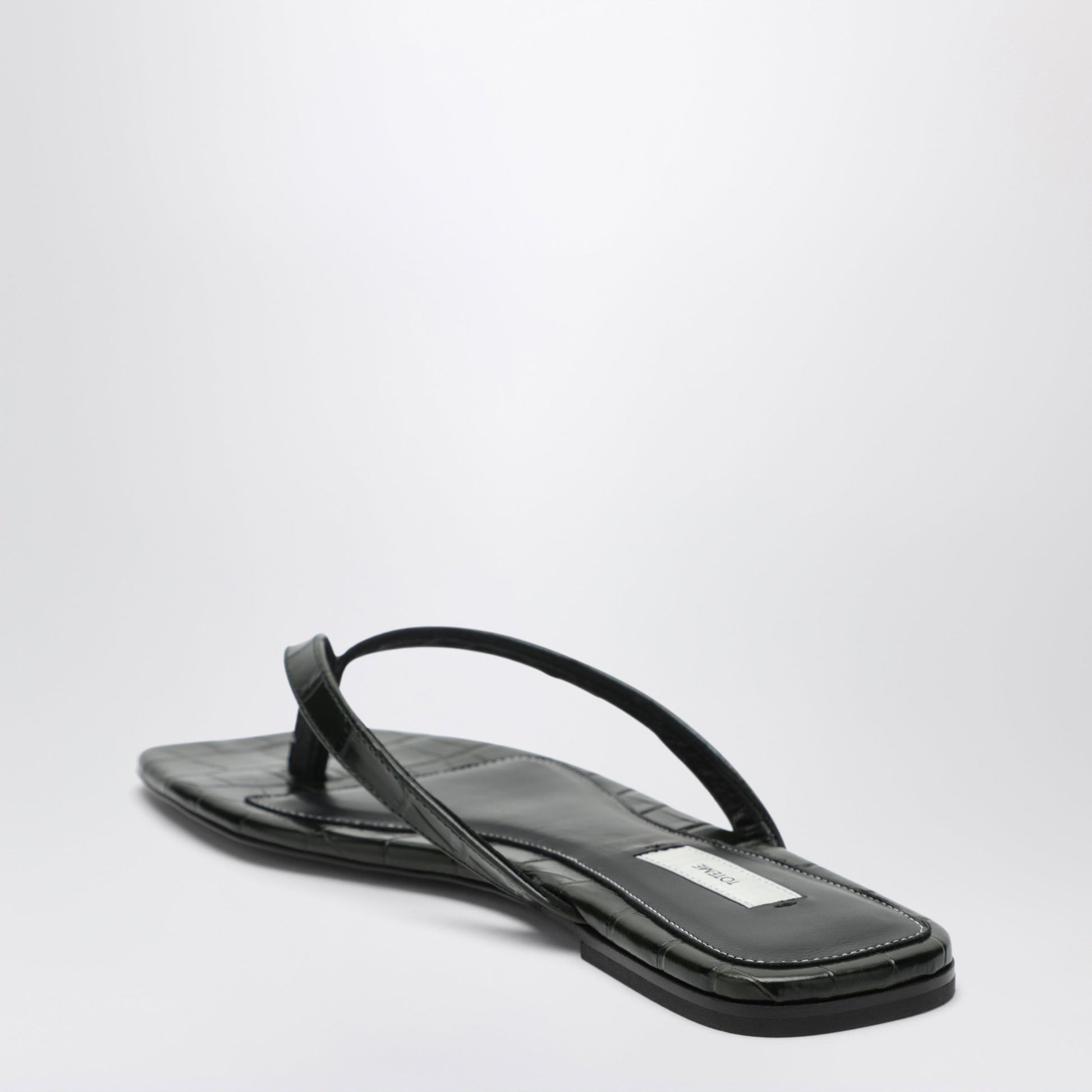 Toteme Crocodile-Effect Leather Flip-Flops In Green Women TOTEME