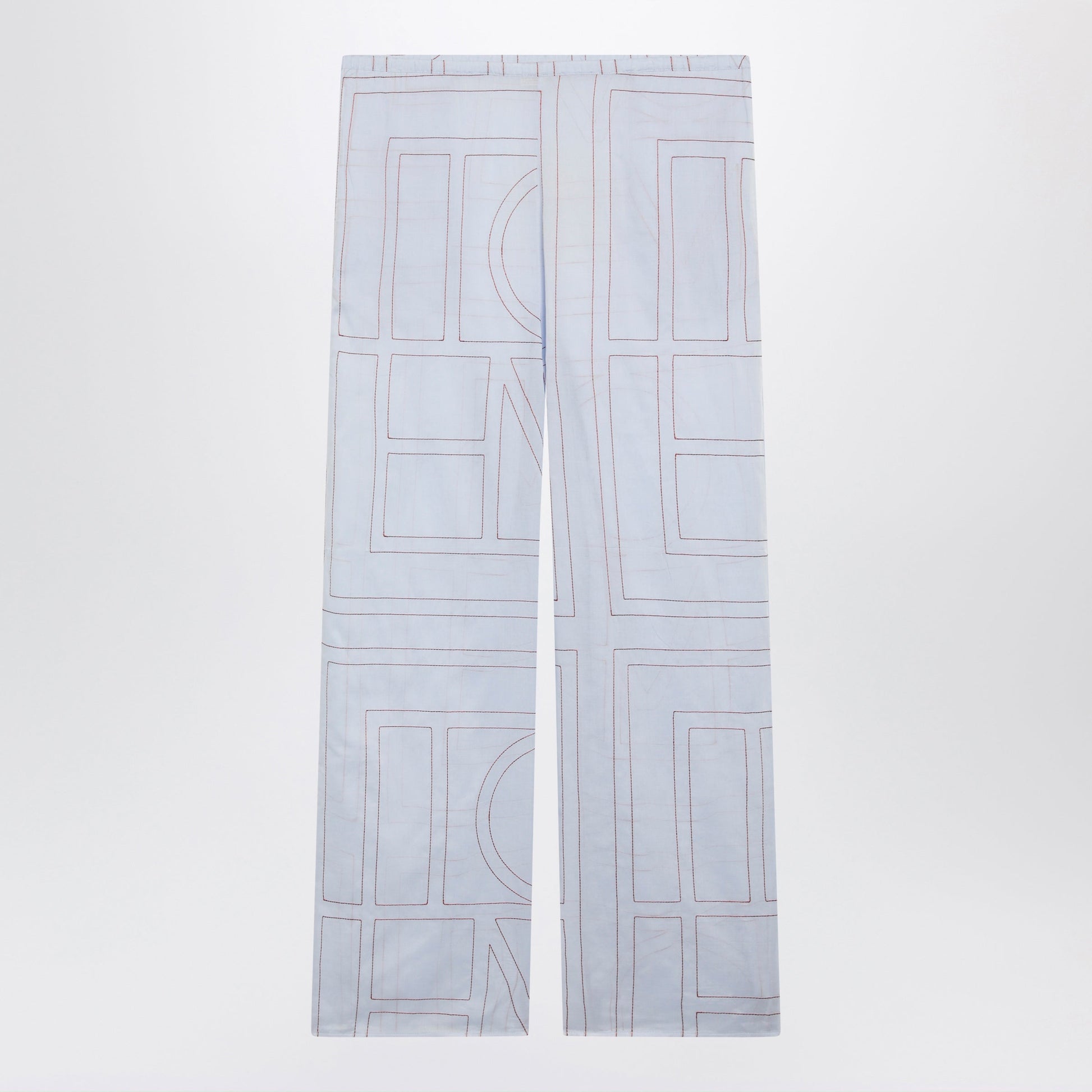 Toteme Monogram Pajama Trousers In Light Blue Cotton Blend Women TOTEME