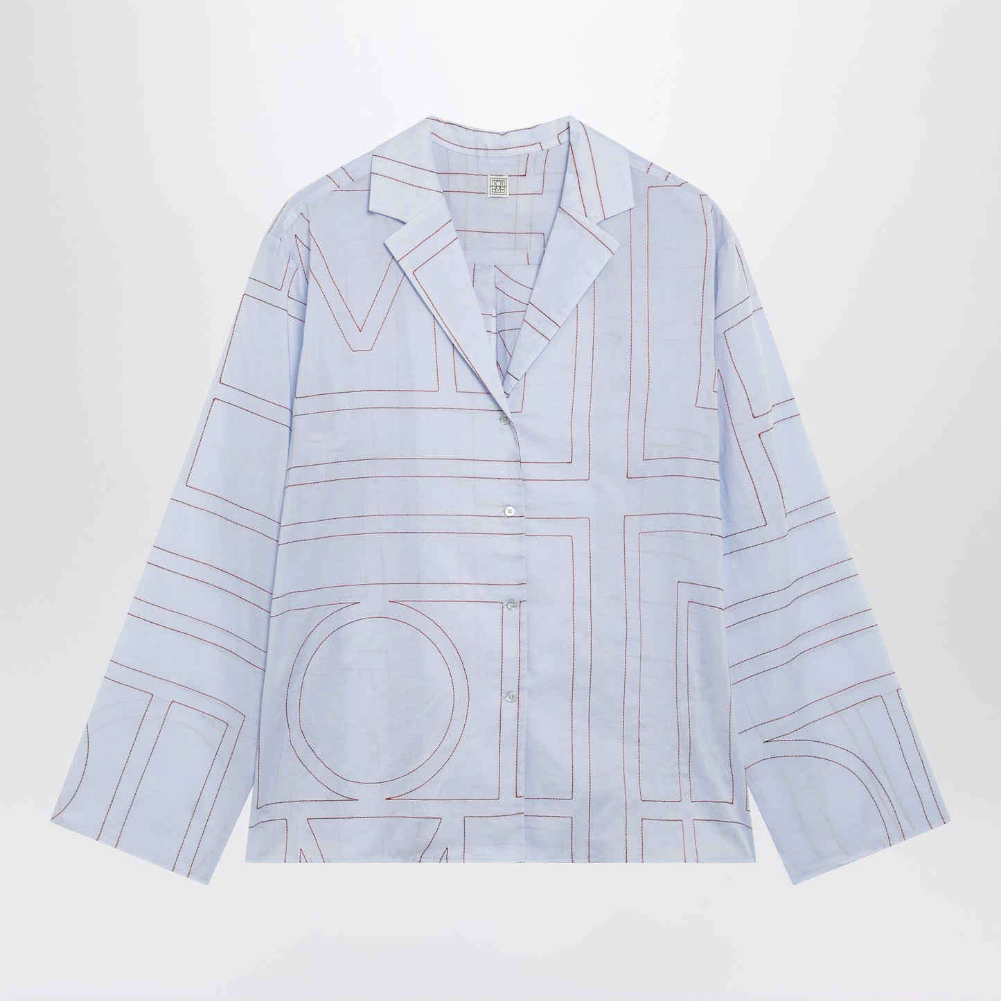 Toteme Light Blue Monogram Pajama Shirt In Cotton Blend Women TOTEME