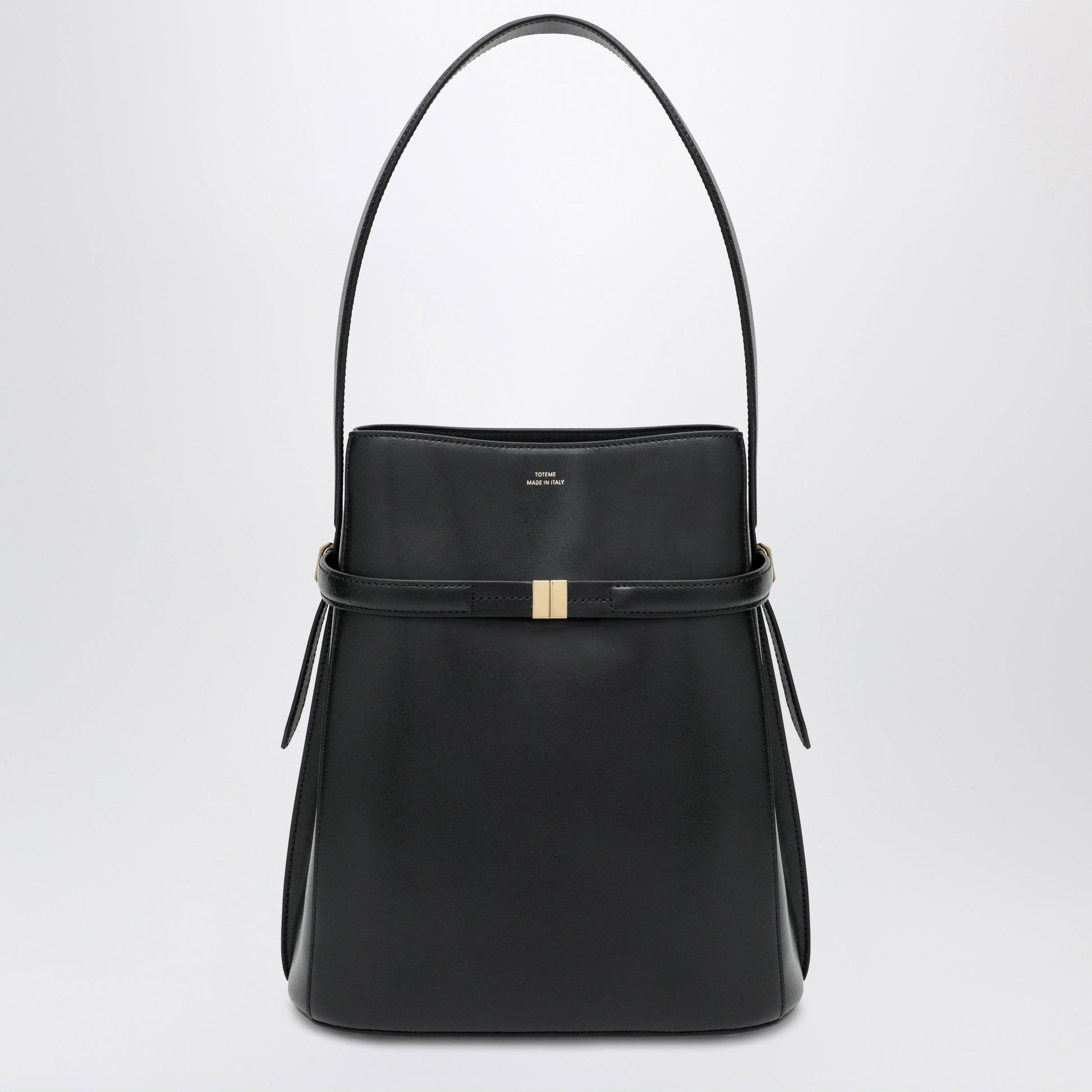 Toteme Black Leather Bucket Bag With Strap Women TOTEME