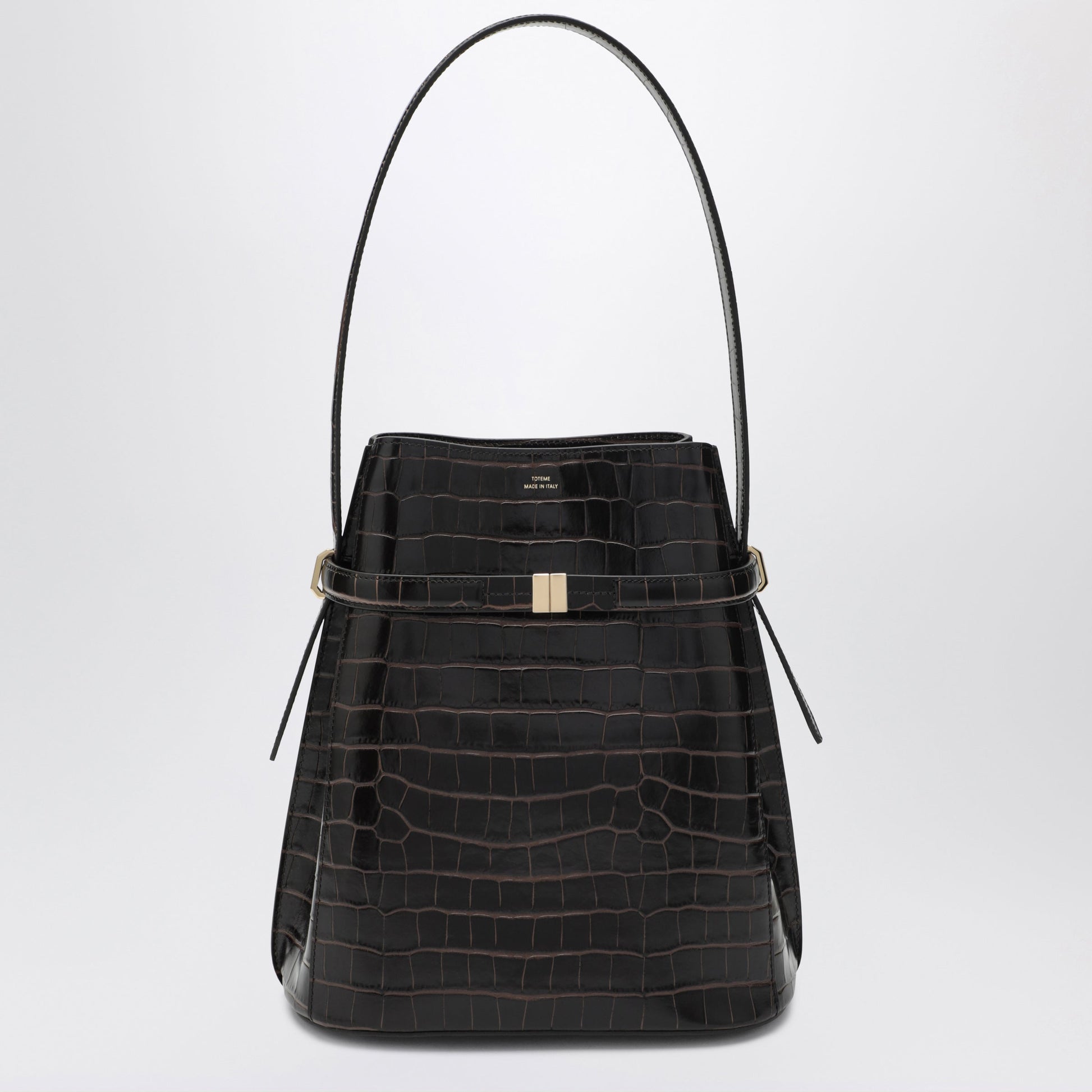 Toteme Brown Crocodile-Embossed Leather Bucket Bag Women TOTEME