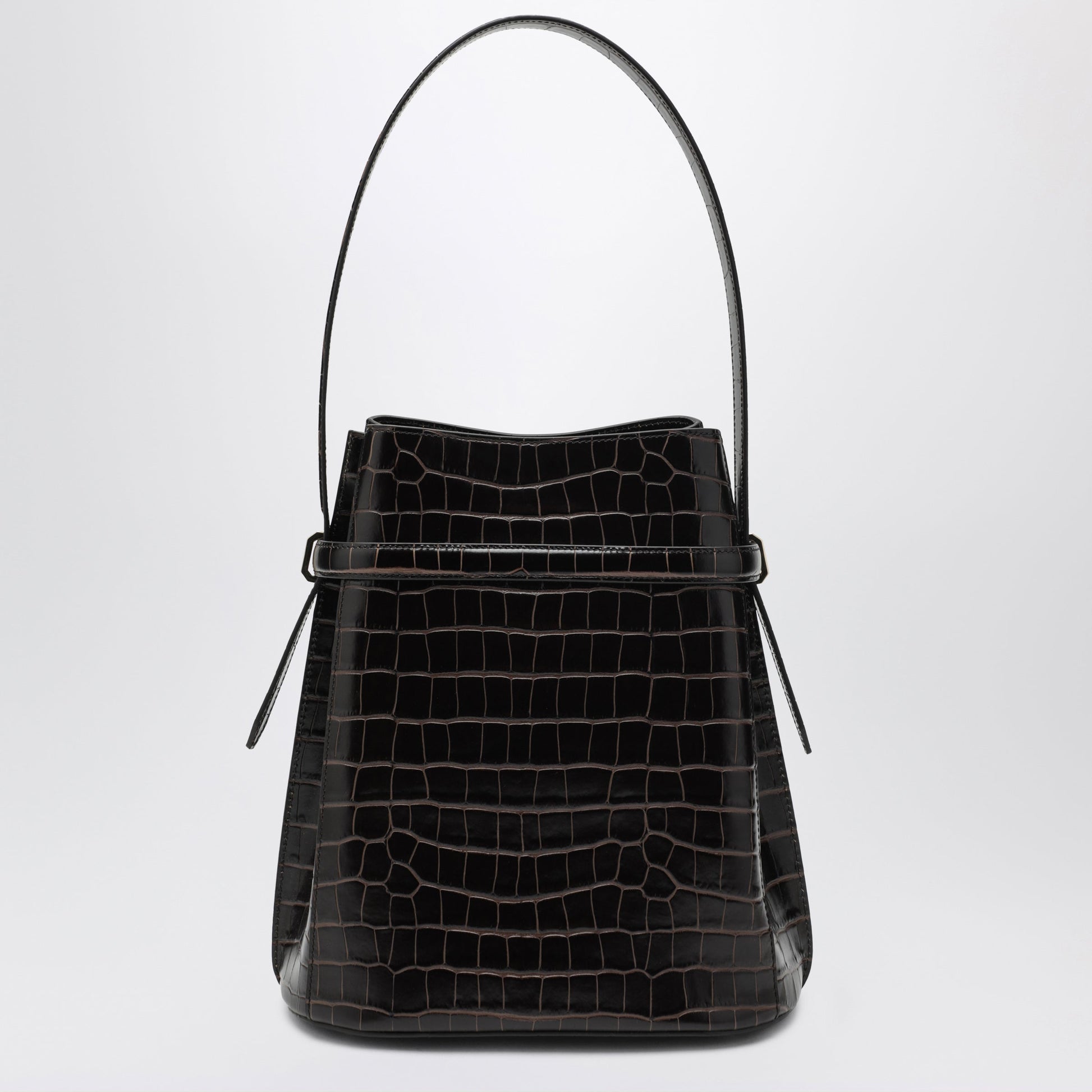 Toteme Brown Crocodile-Embossed Leather Bucket Bag Women TOTEME
