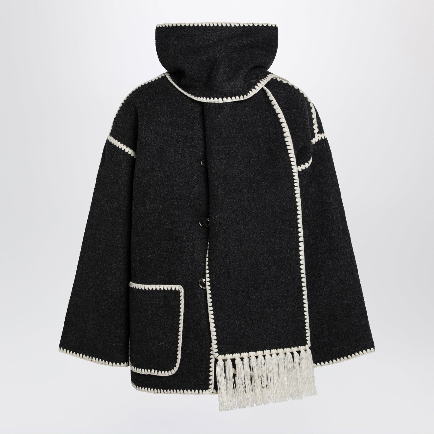 Toteme Dark Grey Melange Jacket With Scarf Women TOTEME