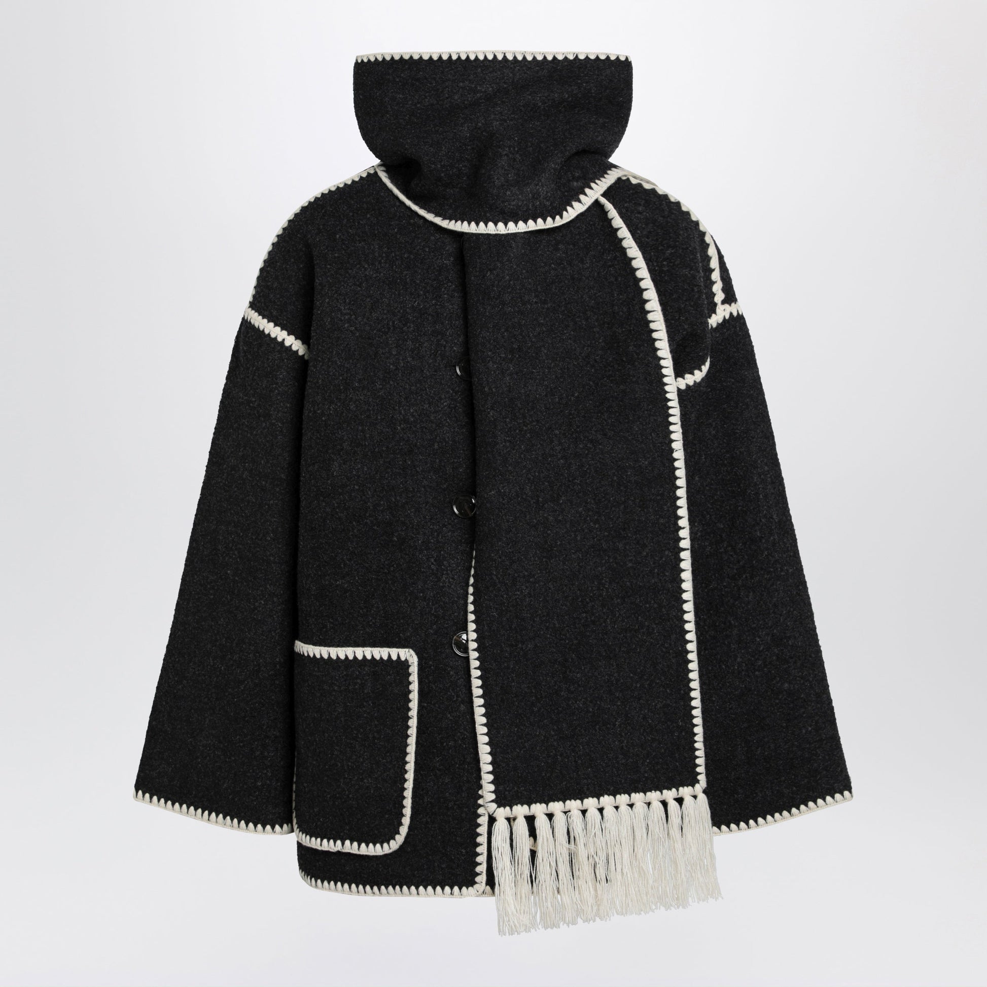 Toteme Dark Grey Melange Jacket With Scarf Women TOTEME