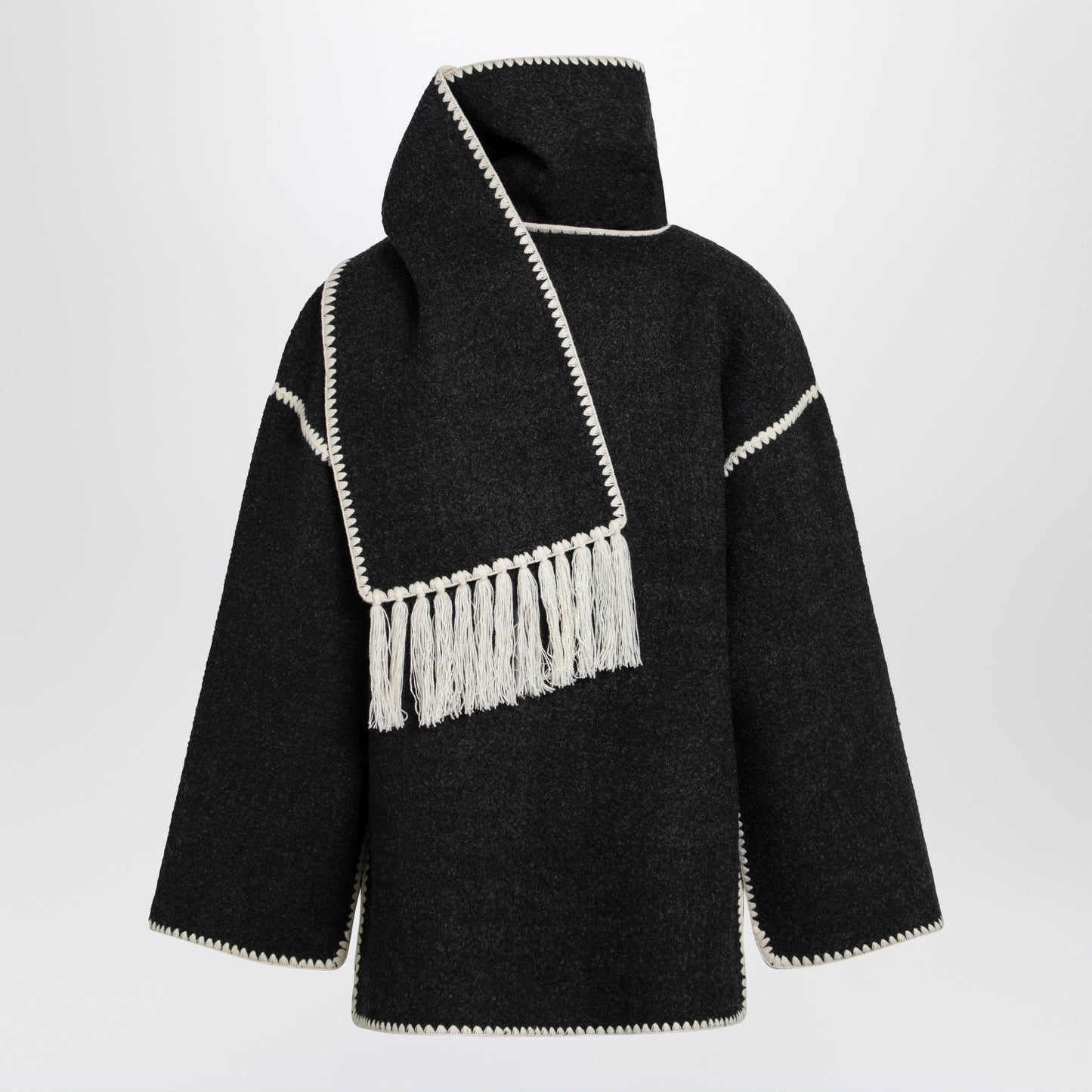Toteme Dark Grey Melange Jacket With Scarf Women TOTEME