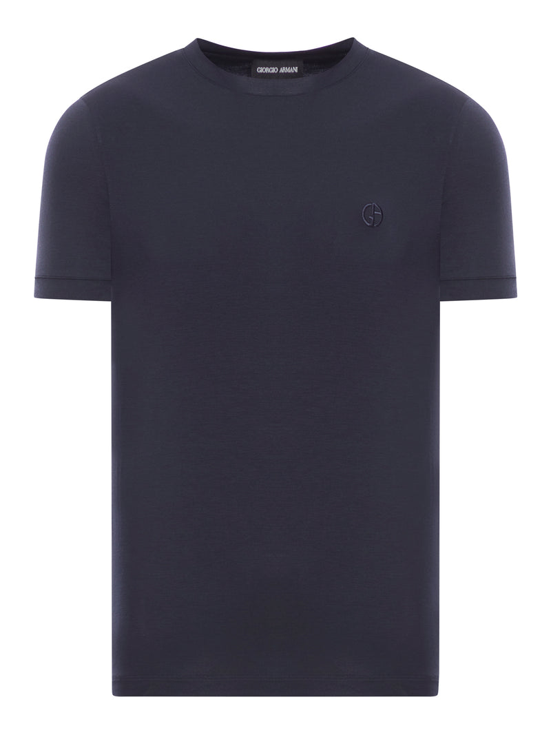 Giorgio Armani Men Crewneck Short Sleeved Sweater In Stretch Viscose Jersey GIORGIO ARMANI