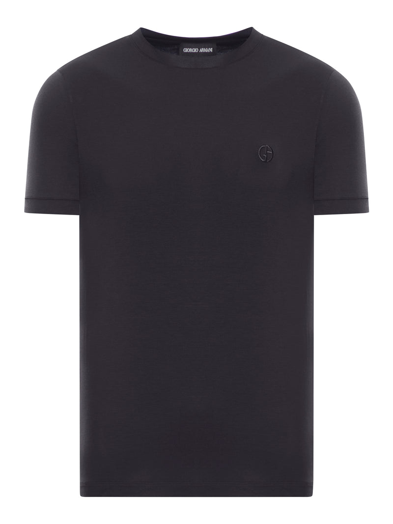 Giorgio Armani Men Crewneck Short Sleeved Sweater In Stretch Viscose Jersey GIORGIO ARMANI