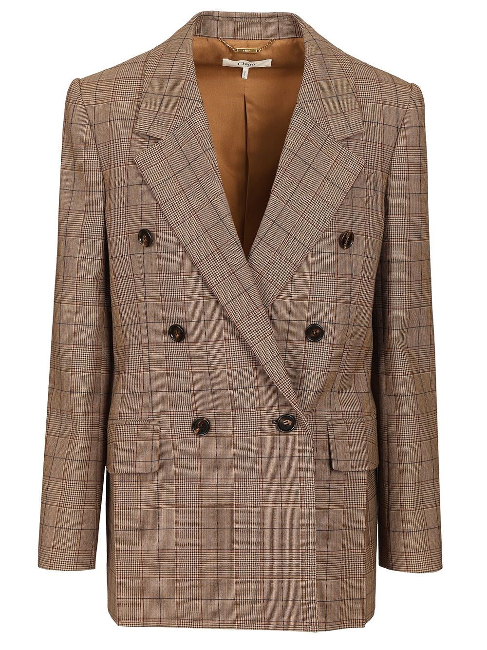 Chloe' Women Tailored Double-Breasted Checked Wool Jacket CHLOE
