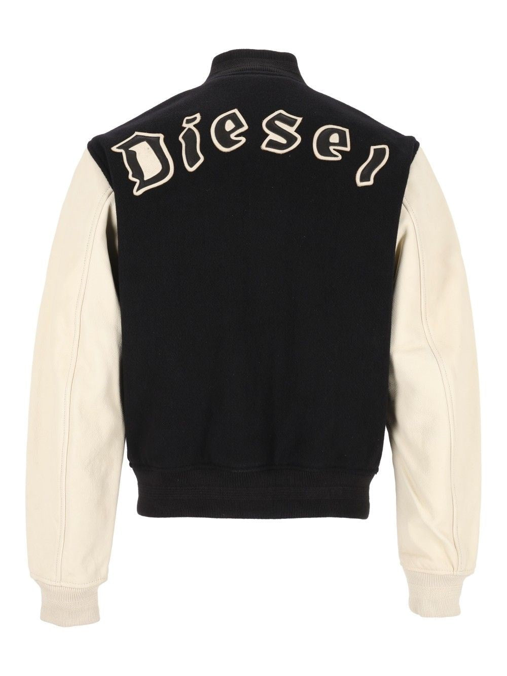 Diesel Men Wool And Leather Blend Bomber Jacket DIESEL