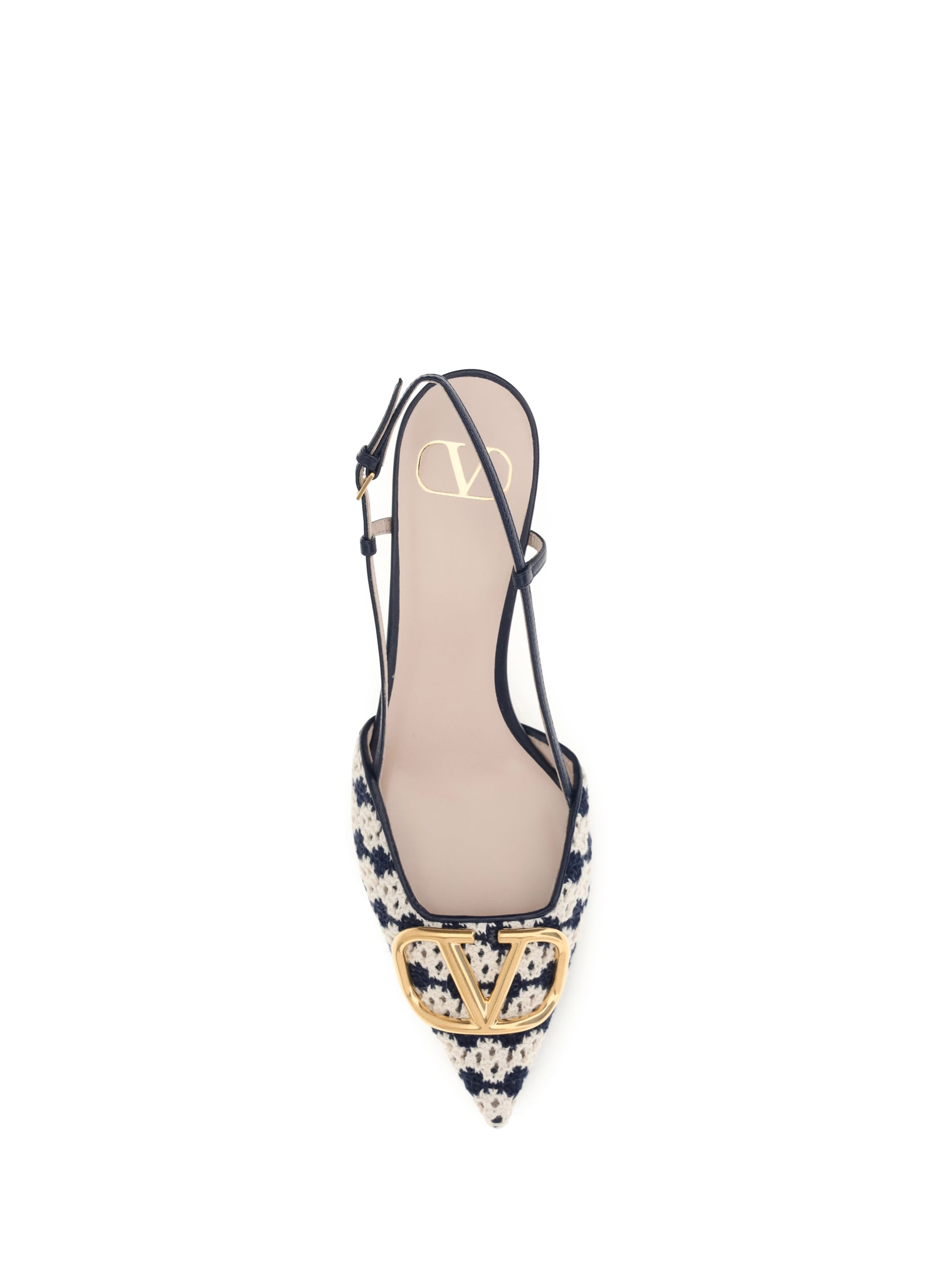 Valentino Garavani Women Vlogo Signature Slingback Pumps In Crochet Fabric VALENTINO GARAVANI