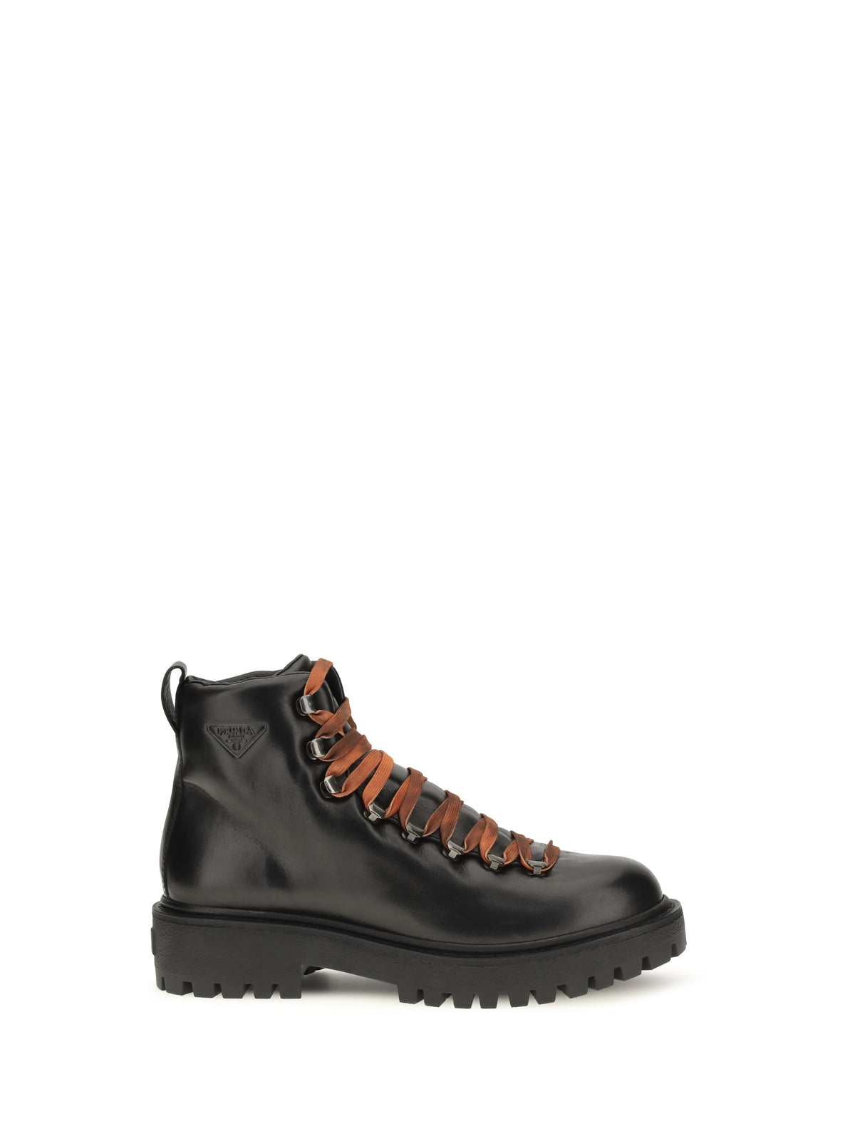Prada Men Leather Lace-Up Ankle Boots PRADA