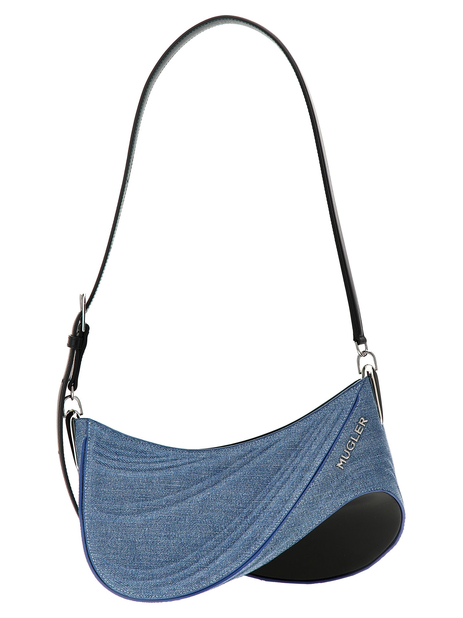Mugler Women 'Medium Denim Spiral Curve 01' Shoulder Bag MUGLER