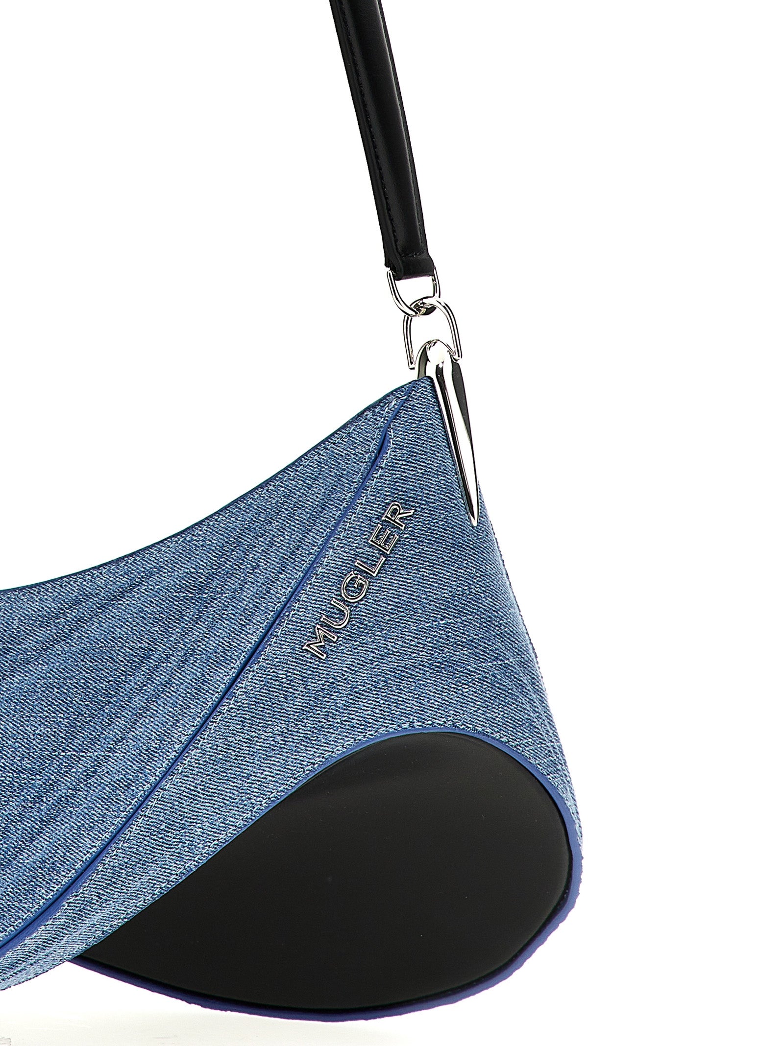 Mugler Women 'Medium Denim Spiral Curve 01' Shoulder Bag MUGLER