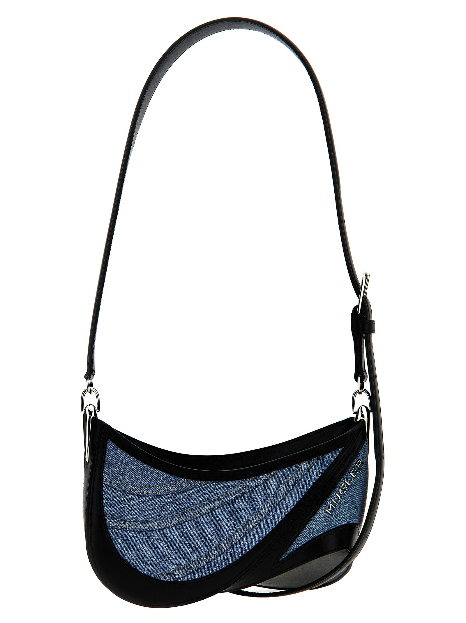 Mugler Women 'Small Denim Spiral Curve 01' Shoulder Bag MUGLER